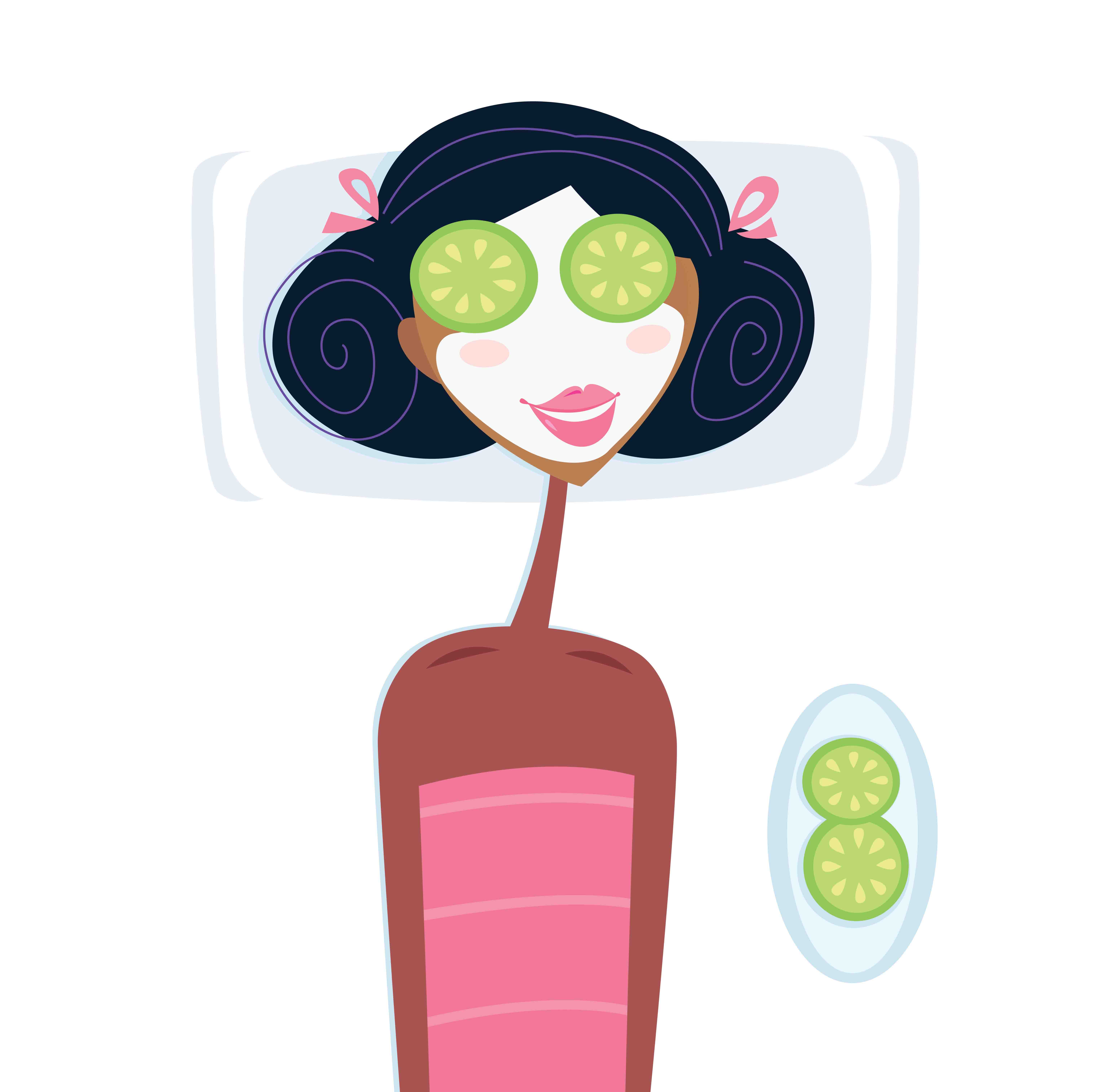 illustration of a woman with a cosmetic mask